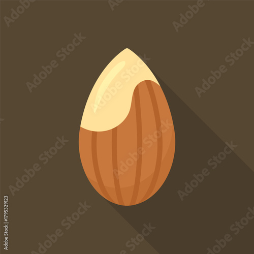 Peeled Almond Nut Flat Vector Illustration