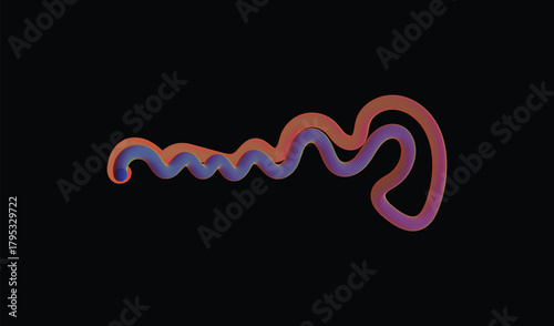 Abstract wavy line with vibrant color gradient on black background