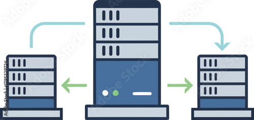 Data server network connection and transfer illustration design Vector