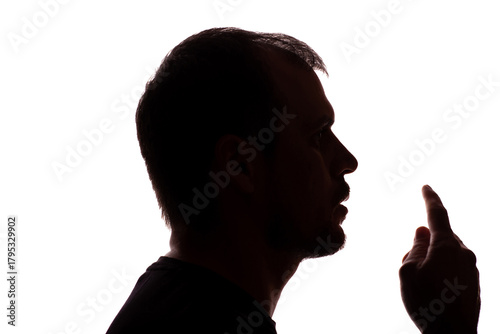 Confident young man business silhouette showing thumbs up - background isolate