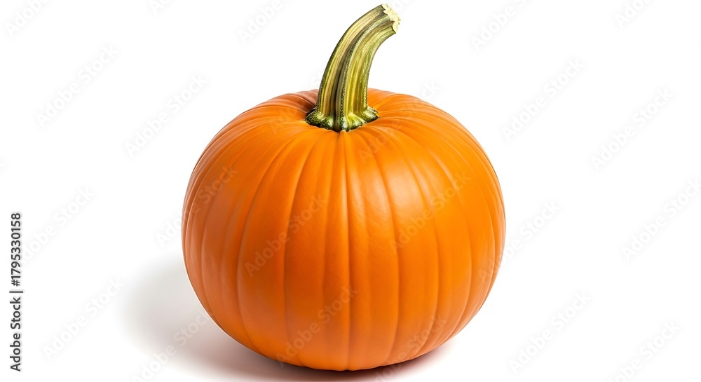 Obraz premium A whole orange pumpkin with a green stem
