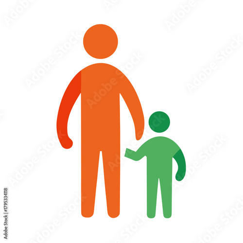 Adult and child holding hands simple graphic icon
