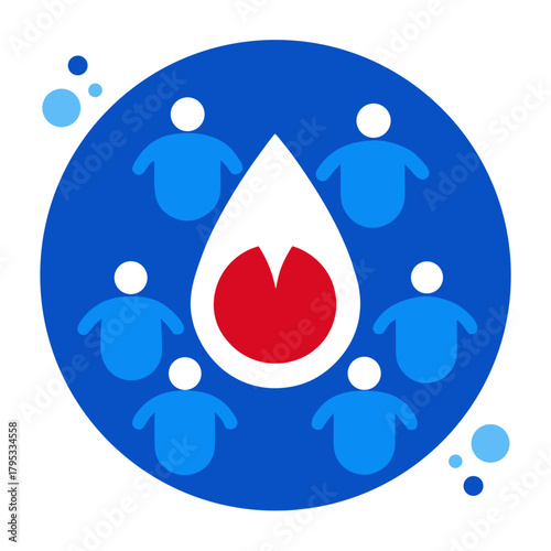 Community supporting a central idea or cause represented by a drop