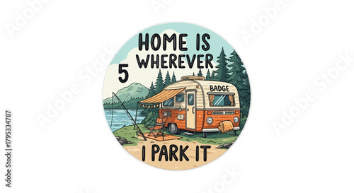 Home is wherever I park it A camping adventure in a vintage trailer icon design
