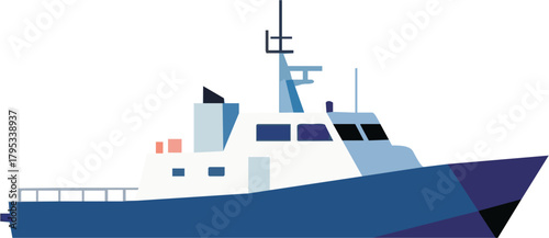 Powerful navy vessel sailing the open seas, ready for adventure, evoking a sense of strength and exploration, created from original scalable vector graphics