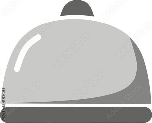 A simple flat design illustration of a cloche dome food cover that can also function as a service bell icon, perfect for menus, restaurant branding, websites, and various culinary-themed