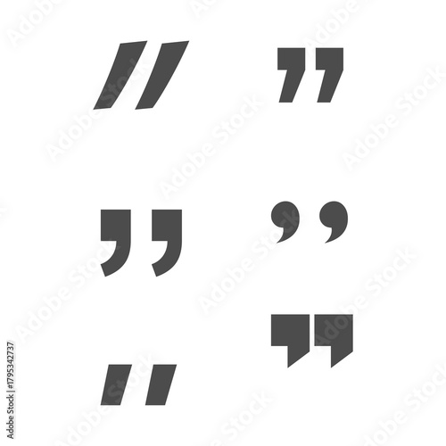 PNG, Set of quote mark. Quotemarks outline, inverted commas or talking marks collection. Quotes sign in flat design. Quotation signs. Talk bubble speech icon on white background. Vector illustration.