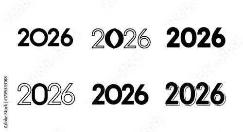 2026 year number new year vector icon design 2026 new year celebration symbol isolated on white background flat style design