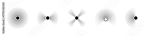 Sound waves vector illustration, flat vector design, audio vibration elements