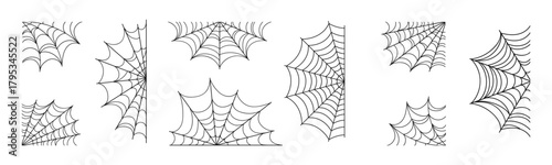 Spider web, flat vector illustration featuring intricate lace, geometric pattern design
