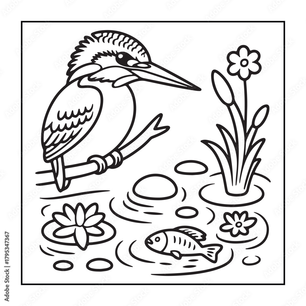 Obraz premium Animals with kids like the elements of black and white coloring pages for children, adults, and teens.