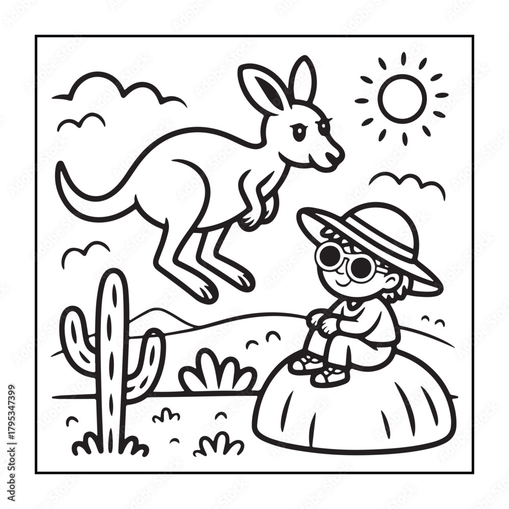 Obraz premium Animals with kids like the elements of black and white coloring pages for children, adults, and teens.