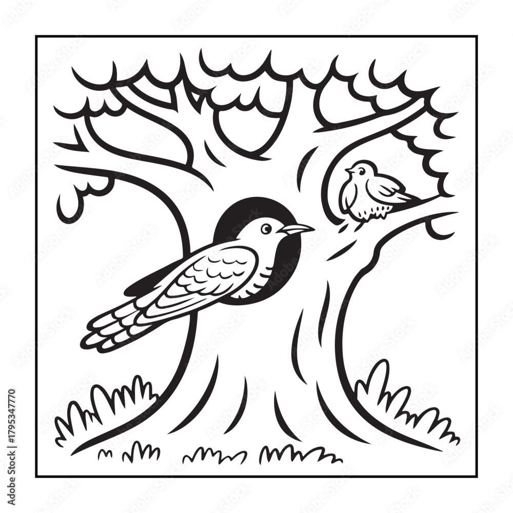 Obraz premium Animals with kids like the elements of black and white coloring pages for children, adults, and teens.