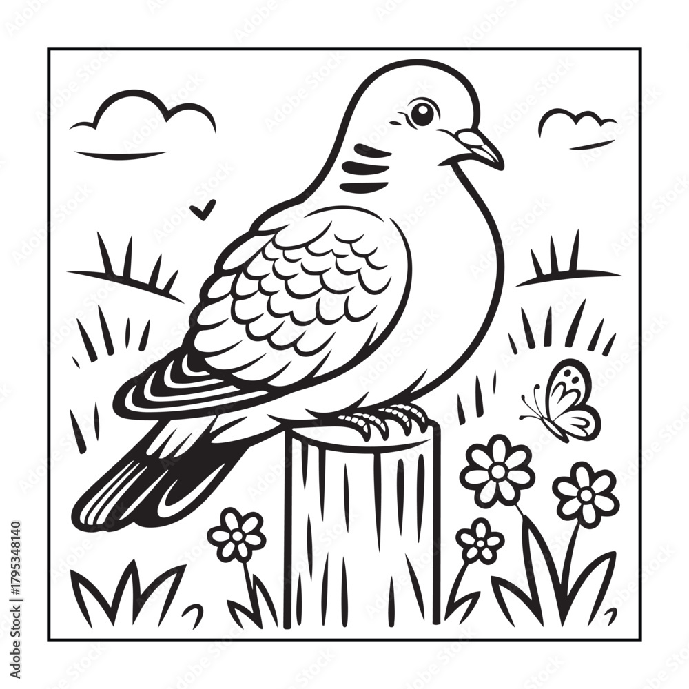 Obraz premium Animals with kids like the elements of black and white coloring pages for children, adults, and teens.