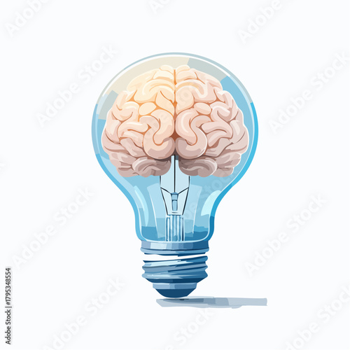 Mózg w szklanej żarówce, symbol kreatywnego myślenia i inteligencji.
