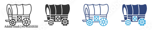 Covered wagon icon set, vector illustration . 
