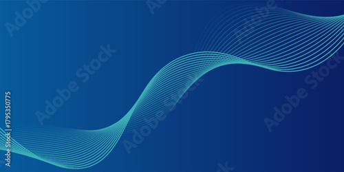 Abstract glowing wave lines on dark blue background. Dynamic wave pattern. Modern flowing wavy lines. Futuristic technology concept. Suit for banner, poster, cover, brochure, flyer, website