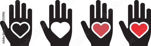 Four Hands Displaying Hearts in Progressive Shades of Red and White