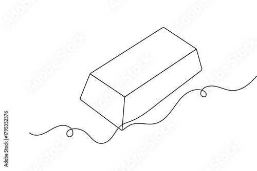 Gold bar continuous one line drawing in minimalist style isolated outline vector illustration
