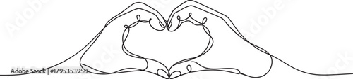 Minimalist Line Drawing of Hands Forming a Heart Shape