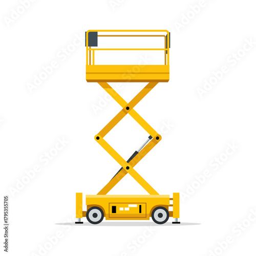 Yellow Scissor Lift Platform for Construction and Maintenance Work.
