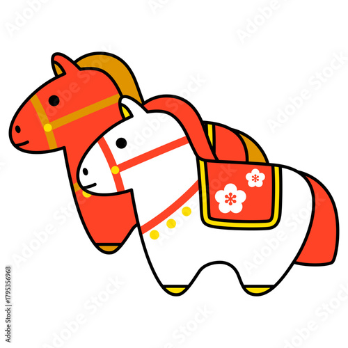 紅白の午の土鈴