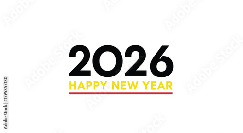 Celebrate 2026 with vibrant 'Happy New Year' text and festive accents