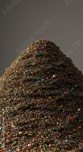 A large, overflowing collection of numerous small items, carefully piled high to form an impressive and abundant heap. Represents profusion and plenty ,mounded ,collection ,raw