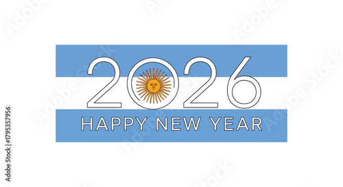 Celebrate 2026 with Argentinian flag colors and a festive Happy New Year!