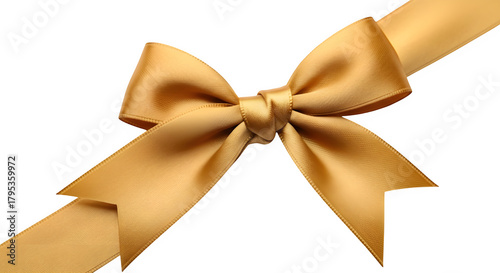 Elegant gold ribbon bow for luxury gifts and festive decorations