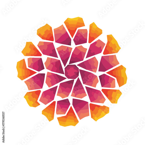 Vibrant geometric mandala radiates colorful energy and modern design