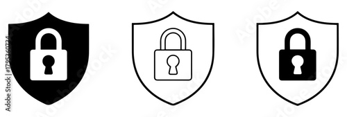 security shield icon with padlock