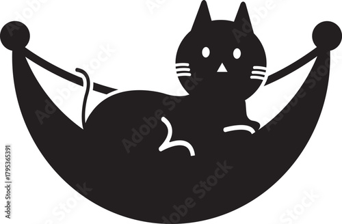 Cute Kitten Christmas Hammock Vector: Pet Bed Holiday Graphic Design Art Illustration.