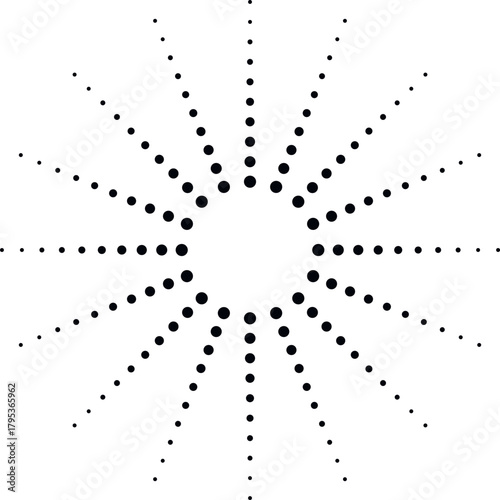 Radial dot pattern expanding from center in abstract design