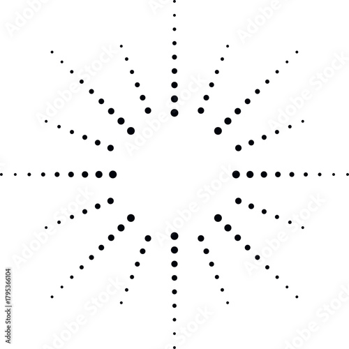 Black dots forming radiating circular starburst pattern