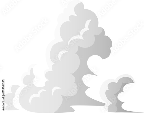 Stylized smoke cloud effect dissolving on white