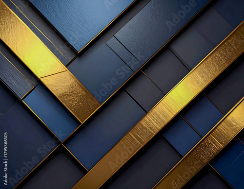 Abstract gold metal texture pattern reflecting the blue sky and city skyscraper architecture facade