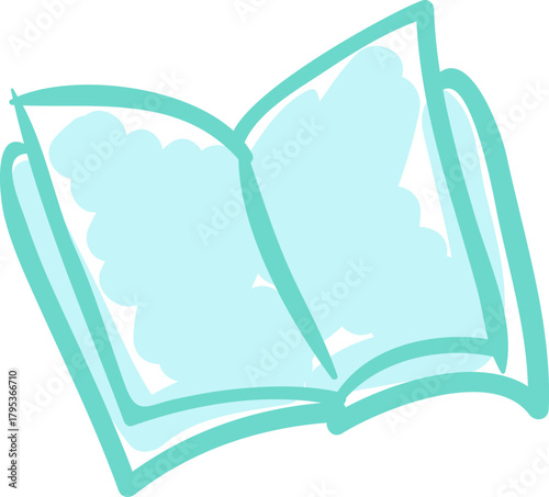 Open book learning and reading concept illustration