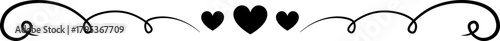 Decorative hearts separating text element with flourishes