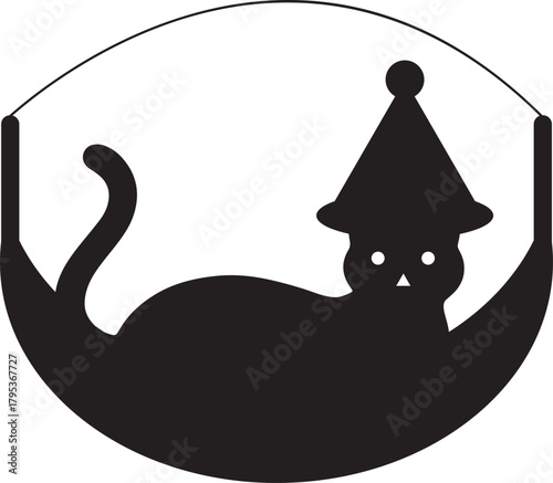  Festive Cat Hanging Bed Vector: Christmas Pet Hammock Holiday Graphic Design Template.