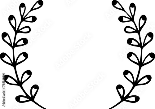Hand drawing laurel wreath framing central space