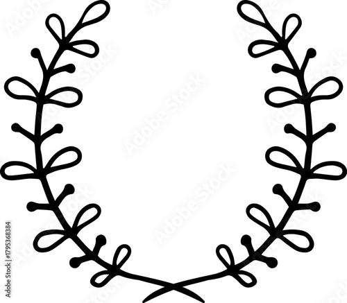 Hand drawn laurel wreath celebrating accomplishment and victory