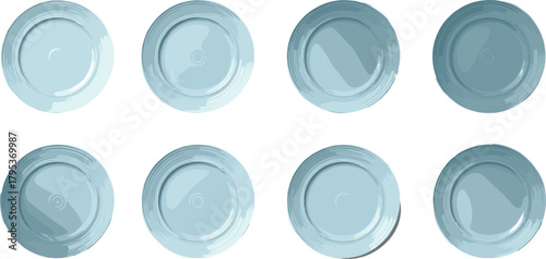 Glossy circular plates rotating in sequence showing reflective symmetry and motion transformation for abstract geometry and visual pattern recognition concepts