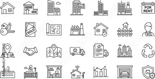 Set of handdrawn real estate icons
