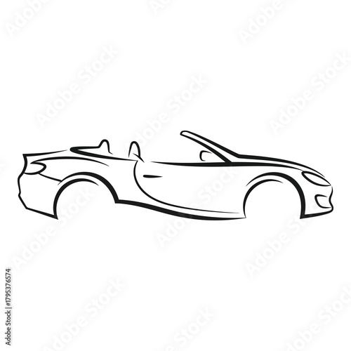 Sleek convertible sports car outline, capturing freedom and speed for automotive designs.