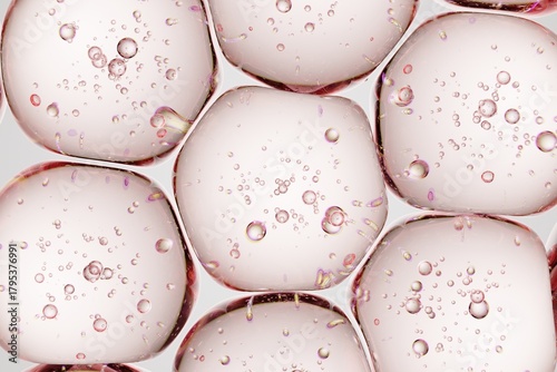 Close-up of soft pink see-through gel dotted with internal bubbles, optimized for beauty-product layouts, minimalistic branding, and macro-style abstract visuals