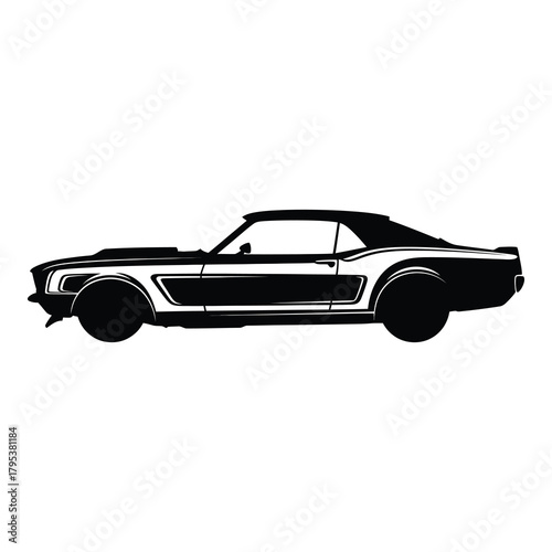 Iconic vintage muscle car silhouette, capturing the timeless power and freedom of classic automotive design for automotive enthusiasts and designers.