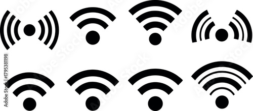 Wireless signal icons set vector illustration for internet connection and wifi technology symbols