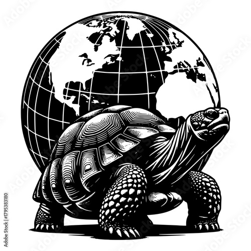 Turtle with globe depicting as globetrotter icon vector image illustration