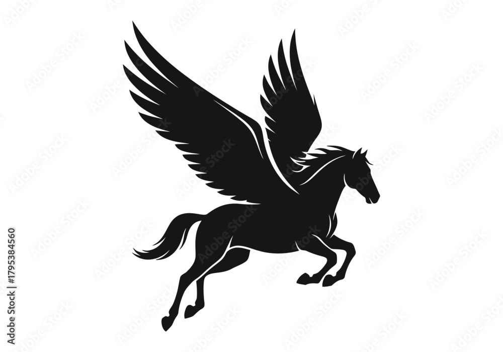 Obraz premium Pegasus silhouette on white background